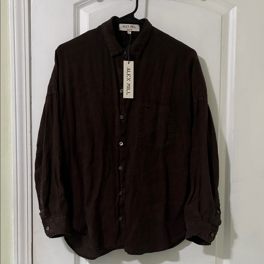 Alex Mill * Jo Linen Button-Up Shirt * Brown * XS